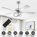 PARROT UNCLE 52" MODERN 3CCT INTEGRATED LED CEILING FAN LIGHT - CHROME/BROWN - Like New