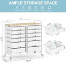 TOOLF 12 Drawers Rolling Storage Cart with Wooden Top for Classroom - White - Brand New