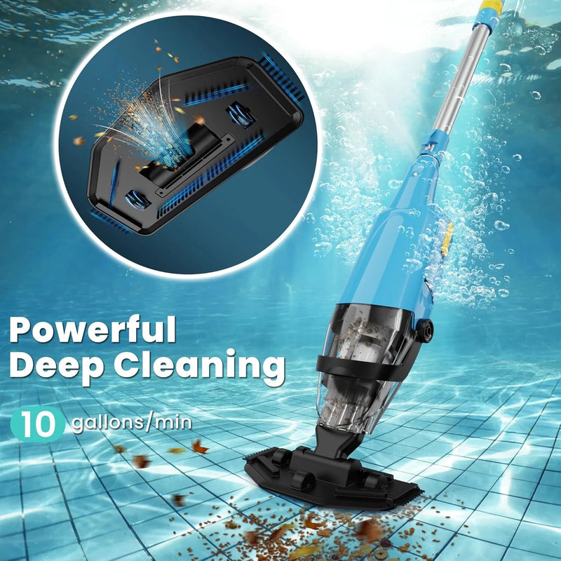 CORDLESS HANDHELD POOL VACUUM ABOVE GROUND POOL RECHARGEABLE POOL CLEANER - BLUE - Like New