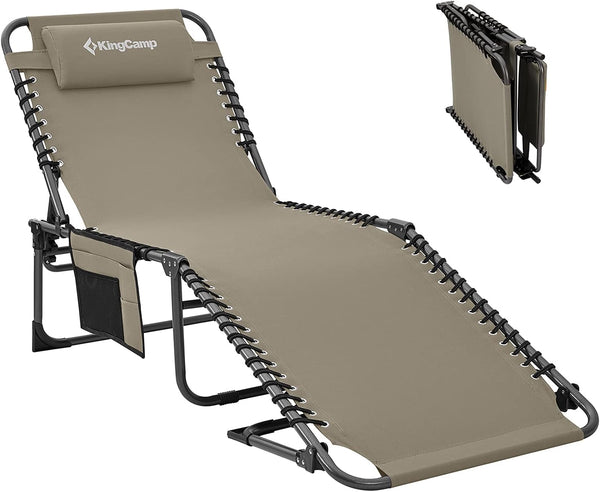 KingCamp Portable Lounge Chair 4-Fold Folding Camping Cot - Scratch & Dent