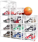 BOMSALUKA LARGE 12 PACK SHOE STORAGE BOX, CLEAR PLASTIC STACKABLE,CLEAR -12 PACK - Like New