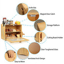 Art Secret Double Layer Bamboo Bread Box -Large Capacity Bread Bin -Maple Leaf - Brand New