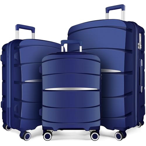 AXIDOU PP2048 Luggage Sets with Spinner Wheels (20/24/28 Inch), Dark Blue Like New