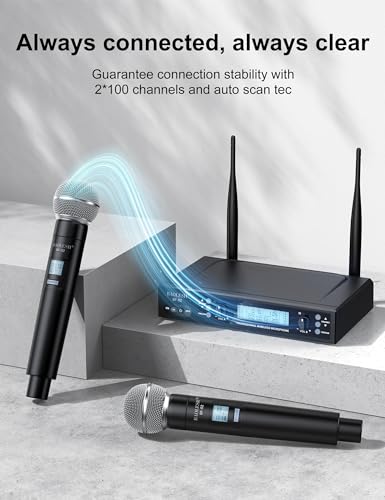 BAOLESH UHF WIRELESS MICROPHONE SYSTEM 2 HANDHELD BAOLESH-BF-02 - BLACK - Like New