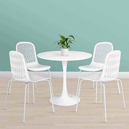 KM LEGEND MODERN CHAIRS WITH METAL FOR LIVING, ROOM, KITCHEN, SET OF 4 - WHITE - Like New