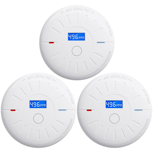 LECOOLIFE 3 Pack 10 Year Battery Smoke Carbon Monoxide Detector GS528A - WHITE - Like New