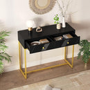 Harper & Bright Designs Modern Sleek Console Table Two Drawers Stripe Design - Brand New