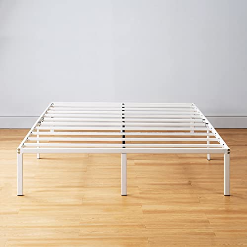 BEST PRICE MATTRESS 14 INCH METAL PLATFORM BED WHITE-FULL - WHITE - Like New