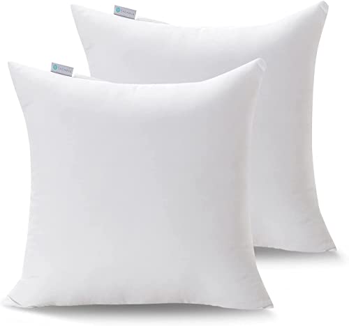 ACANVA 26X26 INCH, 2 COUNT, DECORATIVE THROW PILLOW INSERTS, SQUARE TOP, WHITE - Like New
