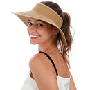 Simplicity Women's Summer Foldable Wide Brim Beach Hats Straw Sun Visor Hat - Like New