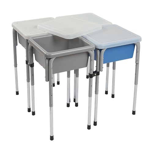 ECR4KIDS 4-STATION SAND AND WATER ADJUSTABLE PLAY TABLE ELR-0799-GYFB - BLUE - Like New