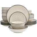 ELAMA GIA 24 PIECE STONEWARE DINNERWARE SET CREAM - Brand New