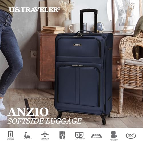 U.S. Traveler Anzio Softside Expandable Spinner Luggage, Navy, Carry-on 22-Inch - Brand New