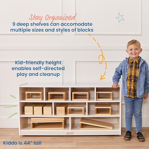 ECR4KIDS MOBILE BLOCK STORAGE CART LARGE CLASSROOM FURNITURE WHITE WASH - WASH - Like New