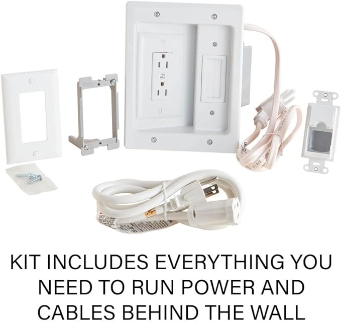 Sanus SA-IWP1-W1 In-Wall TV Power and Cable Management Kit - White Like New