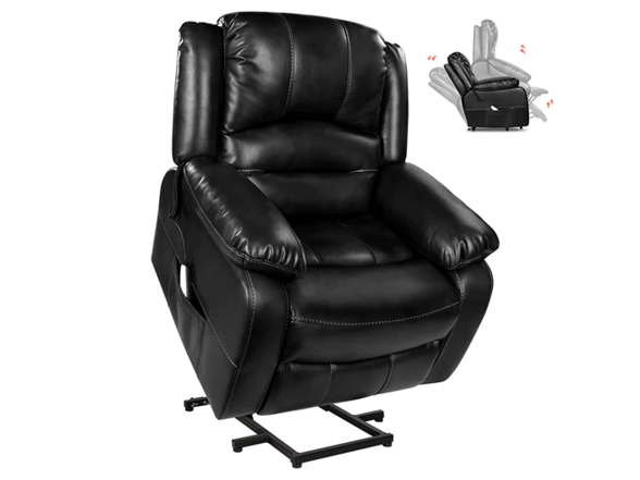 QOMOTOP POWER LIFT FAUX LEATHER RECLINER CHAIR - BLACK - Like New