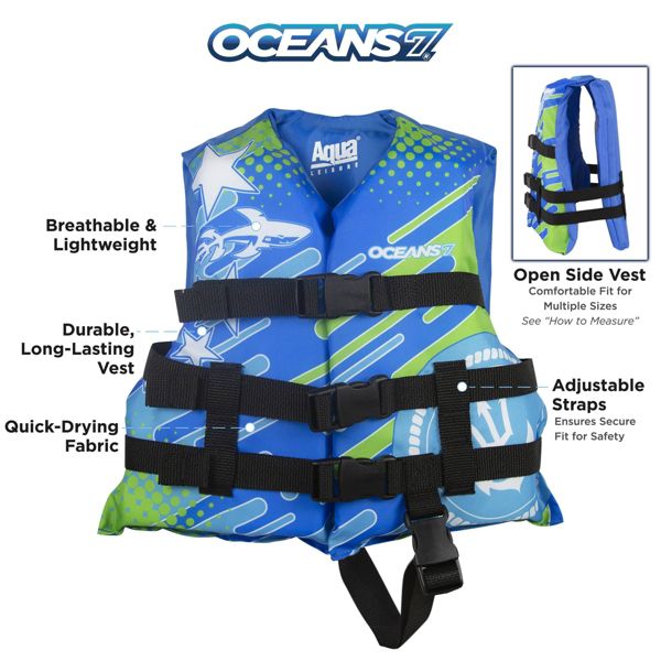 AQUA LEISURE US COAST GUARD APPROVED KIDS' LIFE JACKET VEST - BLUE - Brand New