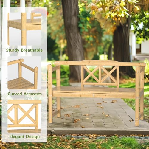 - Outdoor Bench, 4ft Patio Wooden Bench, Weatherproof Sturdy Wood Frame - Like New