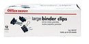 Office Depot Binder Clips, Large, 2" WIDE, 1" CAPACITY - Box Of 12 BLACK - Brand New
