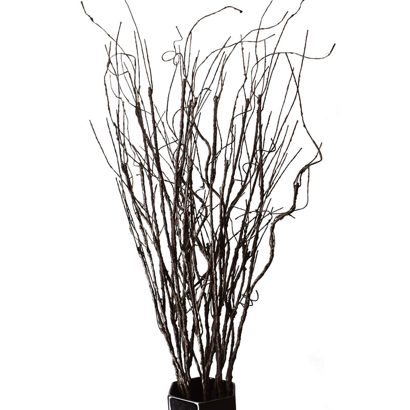 FEILIX 10PCS LIFELIKE CURLY WILLOW BRANCHES DECORATIVE DRIED TWIGS - BROWN - Like New