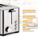 Toaster 2 Slice Long Slot, LauKingdom Auto Pop-Up Stainless Steel 1.57" Wide - Brand New