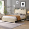 KMNAGT QUEEN SIZE UPHOLSTERED BED FRAME - BEIGE - Scratch & Dent