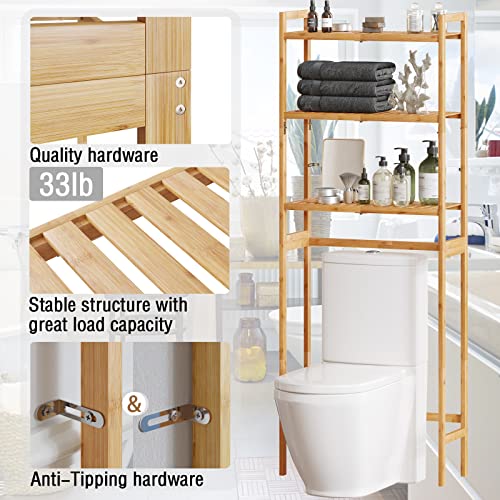 AMBIRD BATHROOM SHELF 3-TIER 23 INCH WIDE ORGANIZER BAR HOOK - TAN Like New