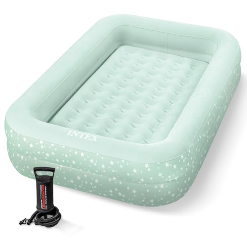 INTEX KIDS TRAVEL AIR MATTRESS INFLATABLE BED HAND PUMP 66810EP - MINT GREEN - Brand New