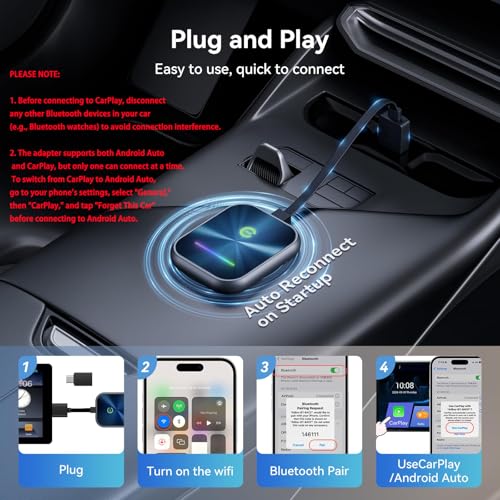 KUKIHO WIRELESS CARPLAY ADAPTER FOR IPHONE CARPLAY COMPATIBLE - BLUE - Like New