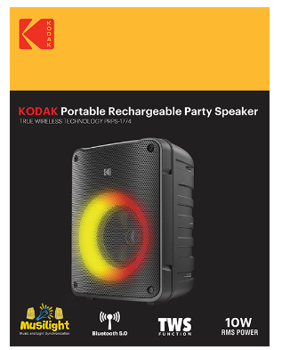 KODAK 4" Subwoofer Mini Tower Party Speaker PRPS-1774 Like New