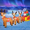 DomKom 10 FT Christmas Inflatable Santa Claus on Sleigh with Three Reindeer - Brand New