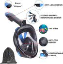 UNIGEAR SNORKEL MASK FULL FACE DIVING ANTI-FOG - SIZE: MEN S/M - BLACK/BLUE - Like New
