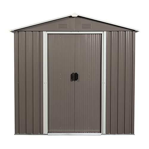 6ft x 5ft Outdoor Metal Storage Shed, Clearance with Lockable Door - Gray - Like New