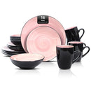 HomeVss, Stoneware Sonoma 16pc Dinnerware Set - Black + Speckled Spin Wash Rose - Brand New