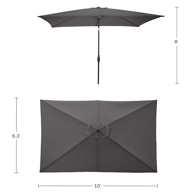 PURE GARDEN 6.3-FT STEEL GRAY PUSH-BUTTON TILT MARKET PATIO UMBRELLA - GRAY - Like New
