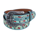 ARIAT Women's Longhorn Floral Print Western Belt, Turquoise, Medium - Brand New