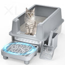 PEREHOME ENCLOSED STAINLESS STEEL CAT LITTER BOX EXTRA XL LARGE (GREY) - GRAY - Like New