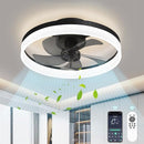 AHAWILL LOW PROFILE CEILING FANS LIGHTS,19.7" FLUSH MOUNT CEILING FAN - BLACK - Like New