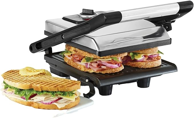 BELLA Panini Sandwich Maker Electric Double Nonstick Plates - Stainless Steel Like New