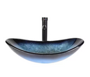 PULUOMIS BOAT SHAPE BLUE GLASS VESSEL SINK WITH FAUCET - BLUE/BLACK/SILVER - Like New