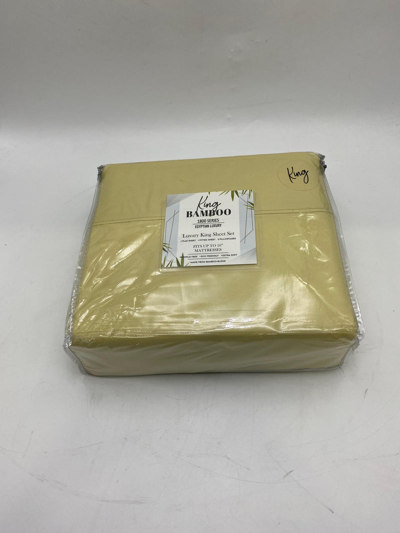 KING BAMBOO COMFORT 1800 SERIES EGYPTIAN LUXURY KING SHEET SET - YELLOW - Like New