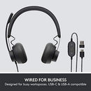 Logitech Zone Wired Noise Cancelling Headset, USB-C, USB-A Adapter - Graphite - Like New