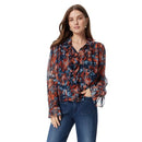 30241018 SAM EDELMAN WOMEN'S JASLEEN RUFFLED LONG SLEEVE NAVY-FLORA FUTURA XS - Brand New