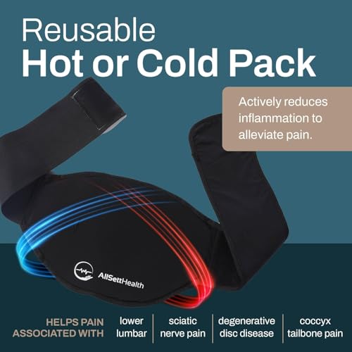 Allsett Health 2 Pack Adjustable Lower Back Pain Wrap Hot Cold Therapy Black Like New