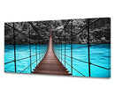 S04350 Canvas Print of Suspension Bridge Over Blue River - Framed - Brand New