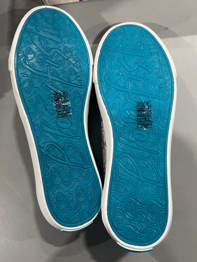 BLOWFISH MALIBU WOMENS FLOWER CANVAS UPPER FOAMED INSOLE - SIZE: 9 - GRAY GYPSY - Like New
