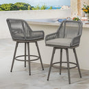 COZYMAN OUTDOOR BAR STOOLS SET OF 2 360° SWIVEL ALUMINUM RATTAN - GRAY - Like New