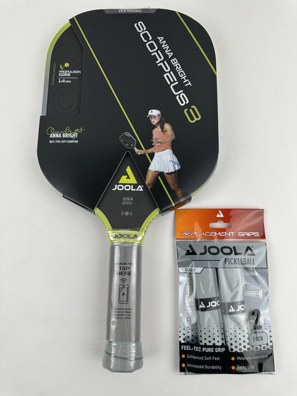 JOOLA ANNA BRIGHT SCOREPEUS 3 14MM PICKLEBALL PADDLE - GRAY - Like New