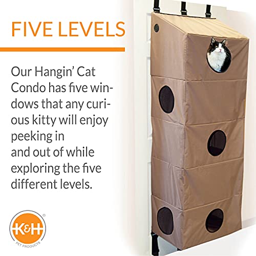 K&H Pet Products Cat Condo Door Mounted Tree Tan Size Large 23 X 16 X 65 Inches - Like New