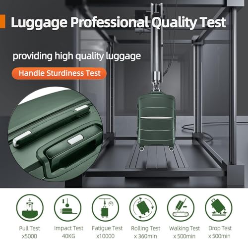 Fancial Expandable Luggage with Spinner Wheels, Green, Checked-Medium 24-Inch - Like New